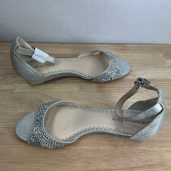 Charter Club Gippi Silver Sparkle Wedge Sandals size 6.5M - Picture 5 of 13